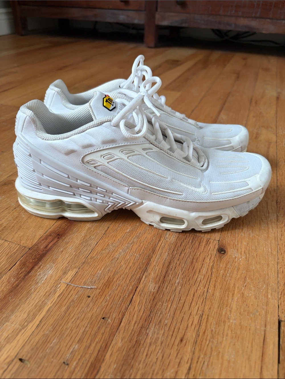 nike air max plus tuned air tn white/white mens sz 9